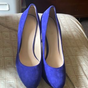 Used Royal Blue Nine West Shoes Size 9 1/2 M Leather Upper